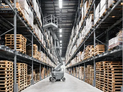 High-bay warehouse aisle