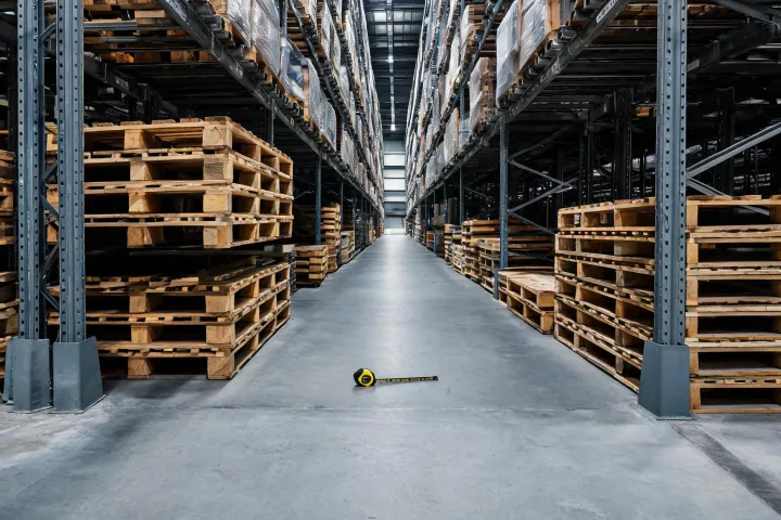 Constrained warehouse aisle before a lift is chosen